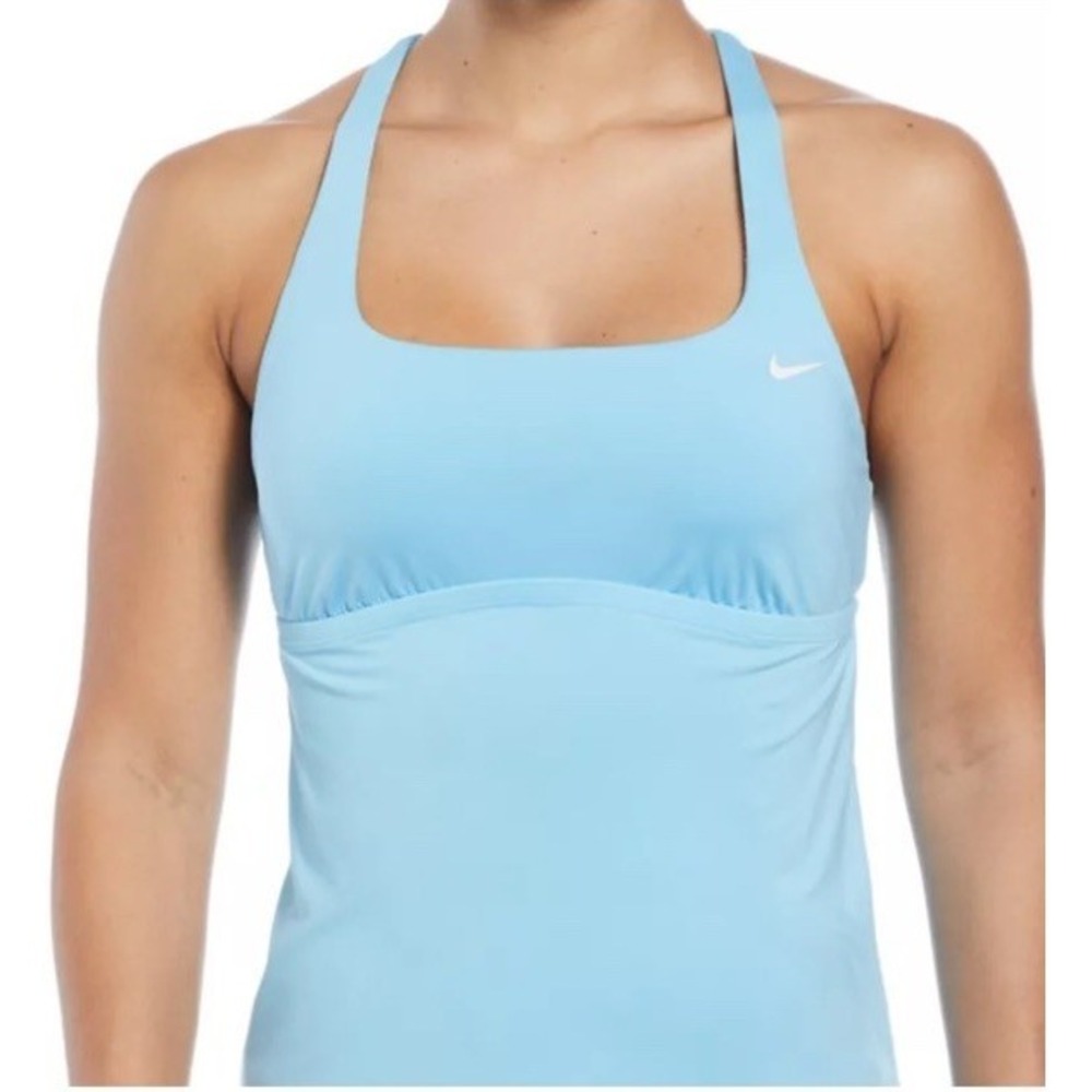 Nike Essential Square Neck Tankini Swim Top Blue Racerback – Size L – NWT